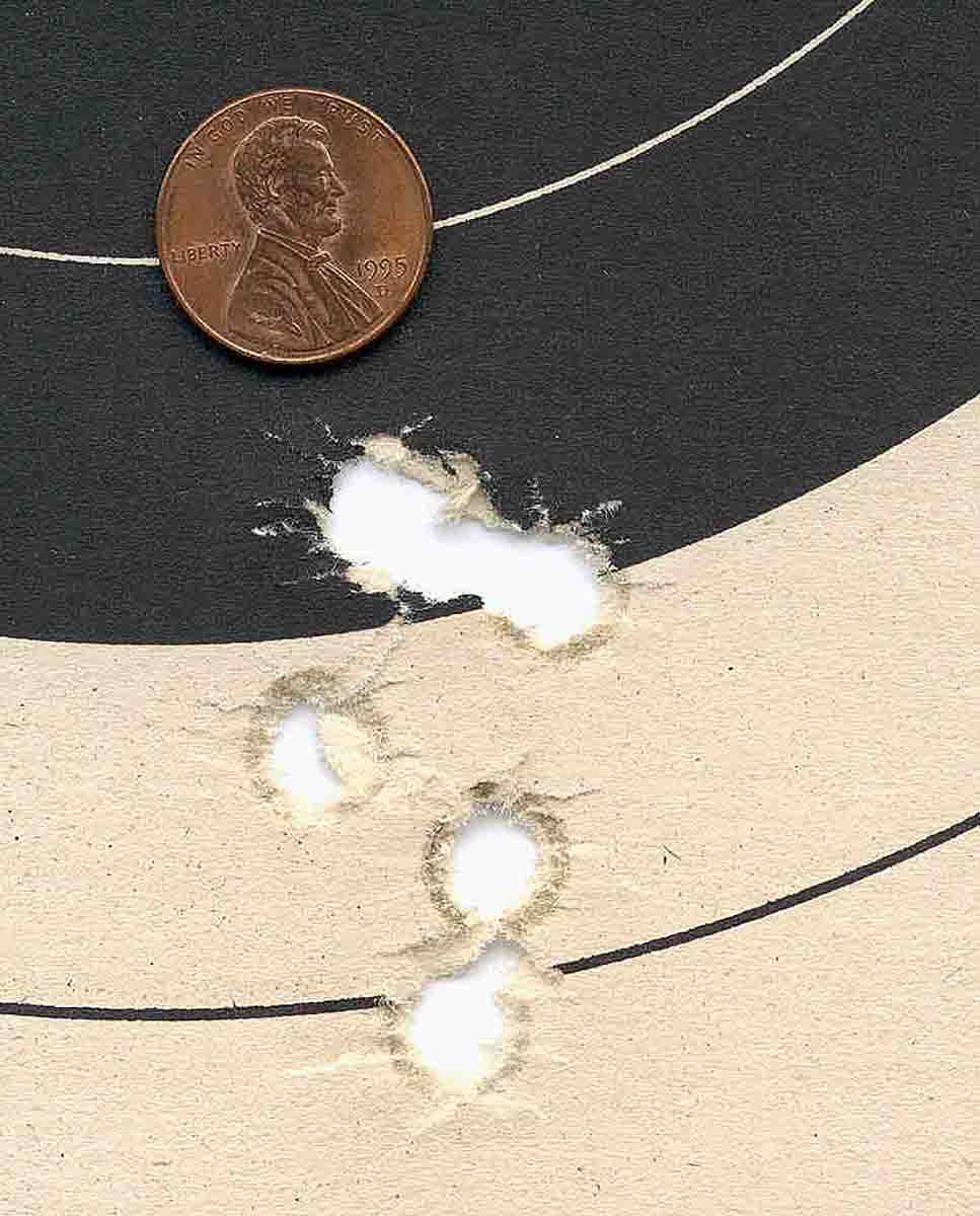Great 100 yard, five-shot group from an 1879 Springfield carbine using Model 1886 carbine ammunition.